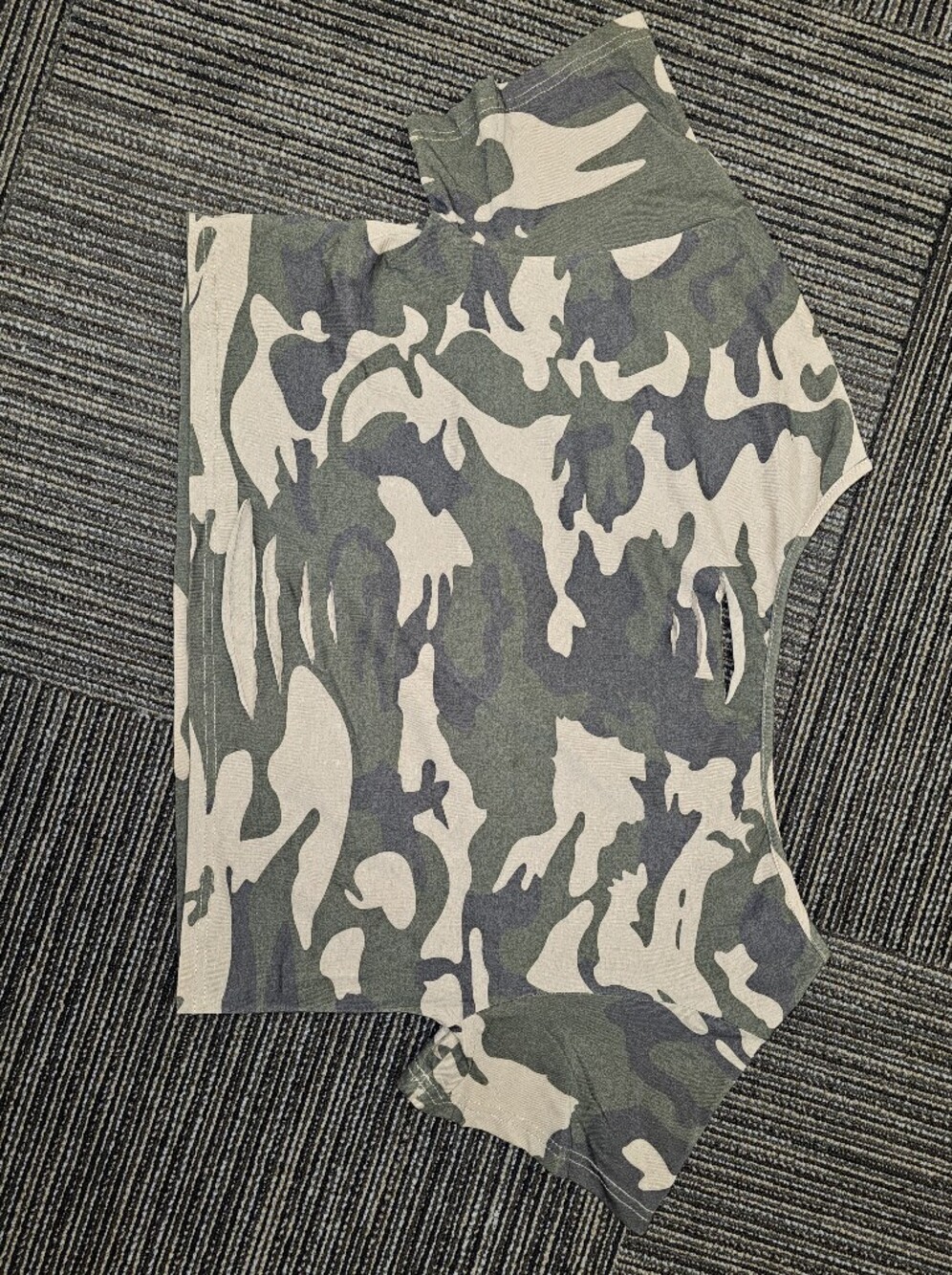 Off Shoulder Camo Women's Grey & Olive Green Camo Crop Top